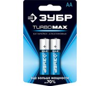 ЗУБР AA, 2 шт., батарейка щелочная Turbo-MAX 59206-2C_z01