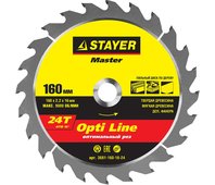 STAYER ⌀ 160 x 16 мм, 24T, диск пильный по дереву 3681-160-16-24