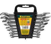 KRAFTOOL 8 шт., 8-24 мм, Cr-V сталь, хромированный, набор ключей гаечных рожковых 27033-H8C