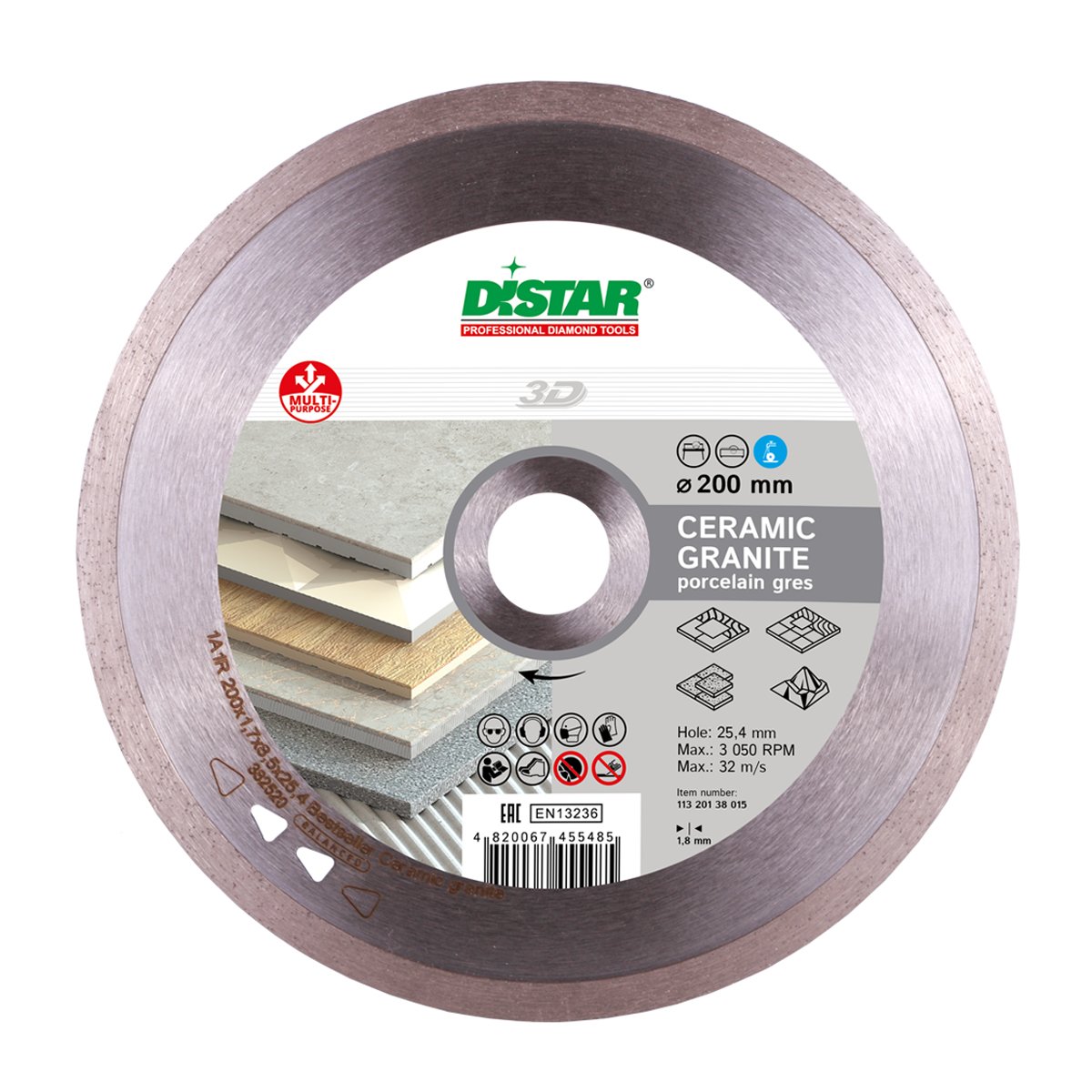 Диск алмазный сплошной 1A1R 250x1,7x10x25,4 Bestseller Ceramic granite, DiStar