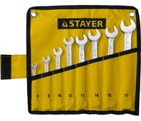 STAYER 8 шт, 6 - 17 мм, набор комбинированных гаечных ключей 27081-H8
